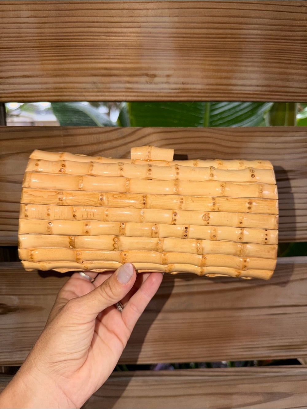 Bamboo Textured Clutch - Natural Tan